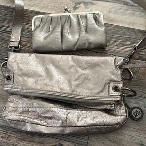 The Sak Shimmering Silver Clutch and Wristlet Set
